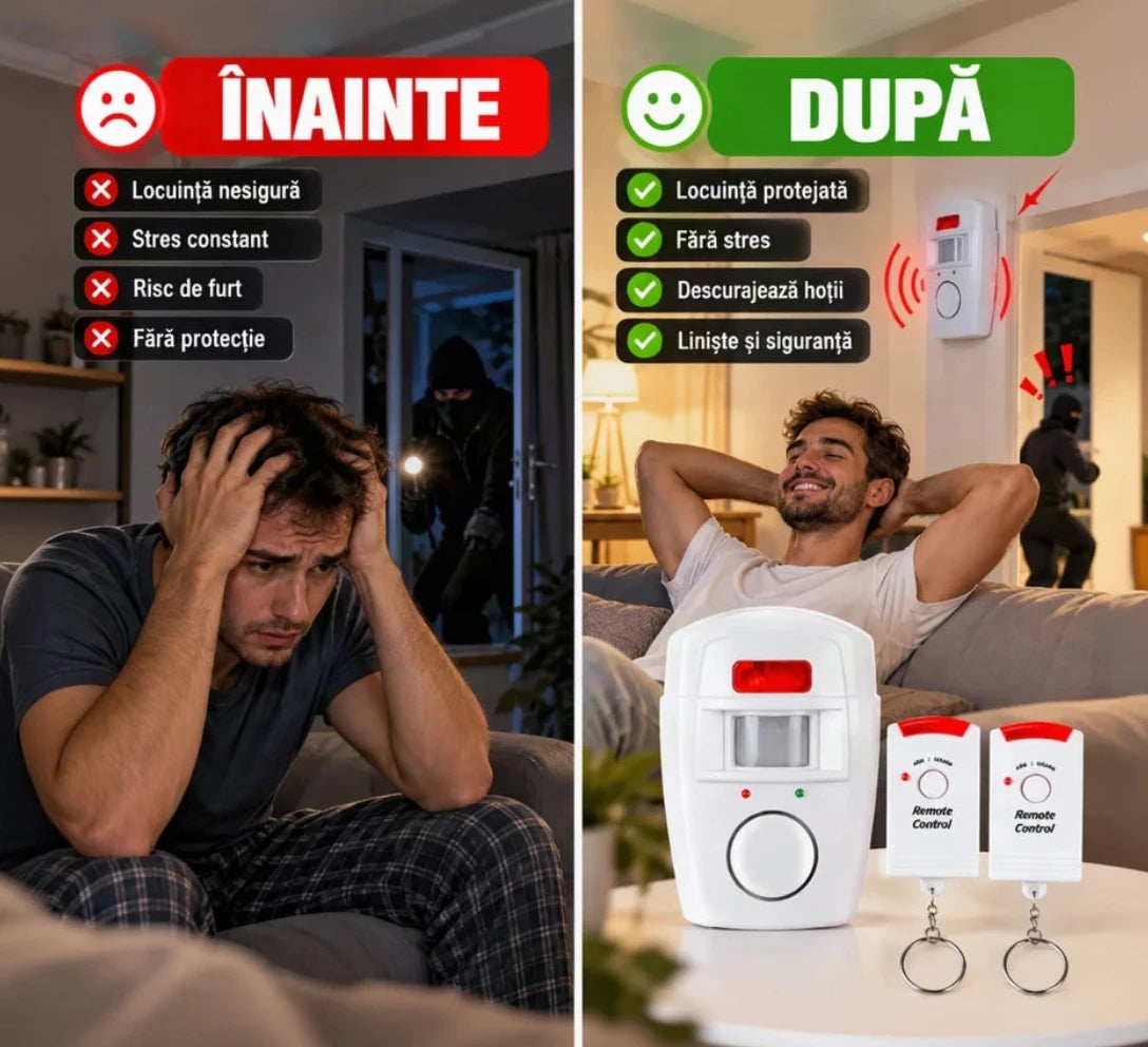 SafeGuard, 🚨Alarmă cu senzor de mișcare și telecomenzi.