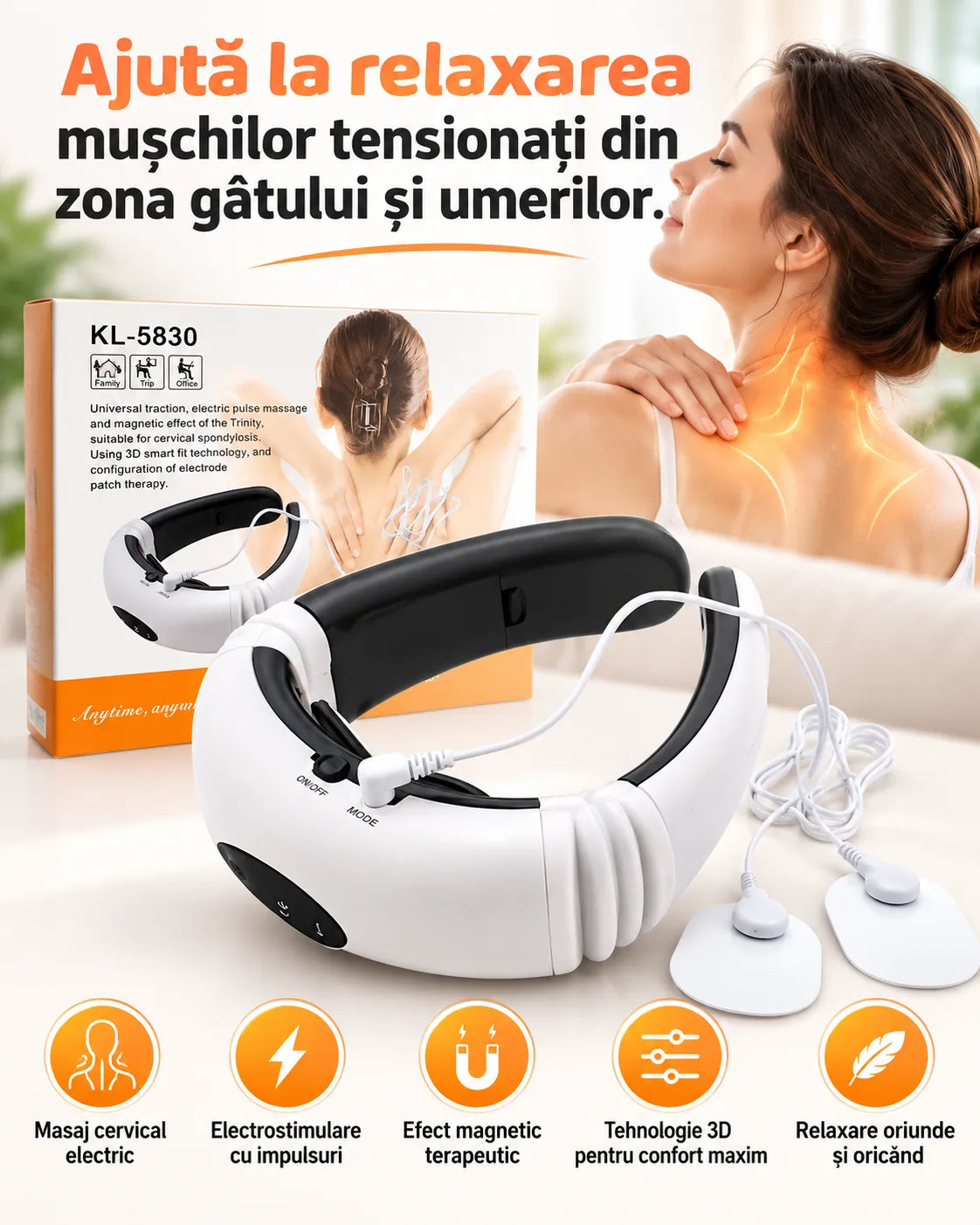 Aparat de Masaj Cervical cu Electrostimulare